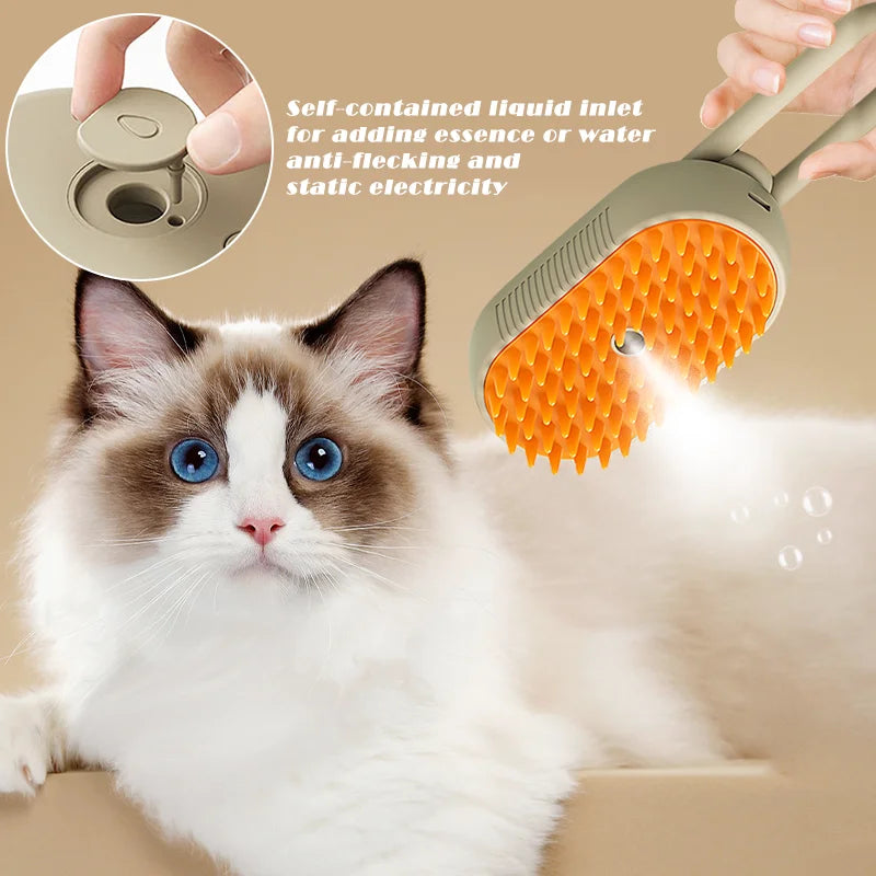 Pet Steam Brush Cat Dog Cleaning Steamy Spray Massage Beauty Comb