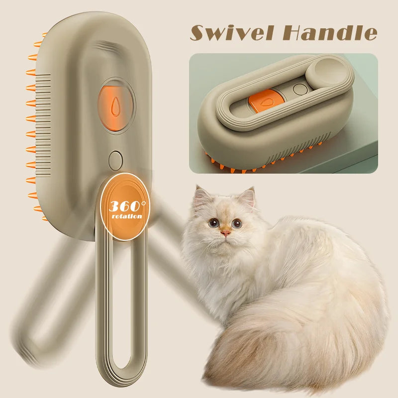 Pet Steam Brush Cat Dog Cleaning Steamy Spray Massage Beauty Comb