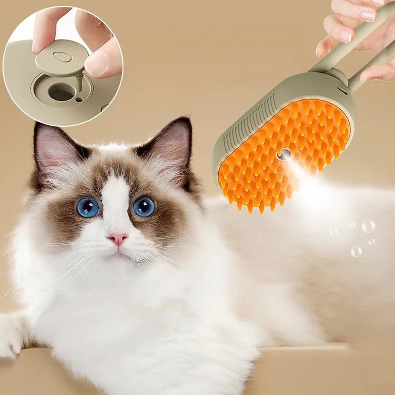 Pet Steam Brush Cat Dog Cleaning Steamy Spray Massage Beauty Comb