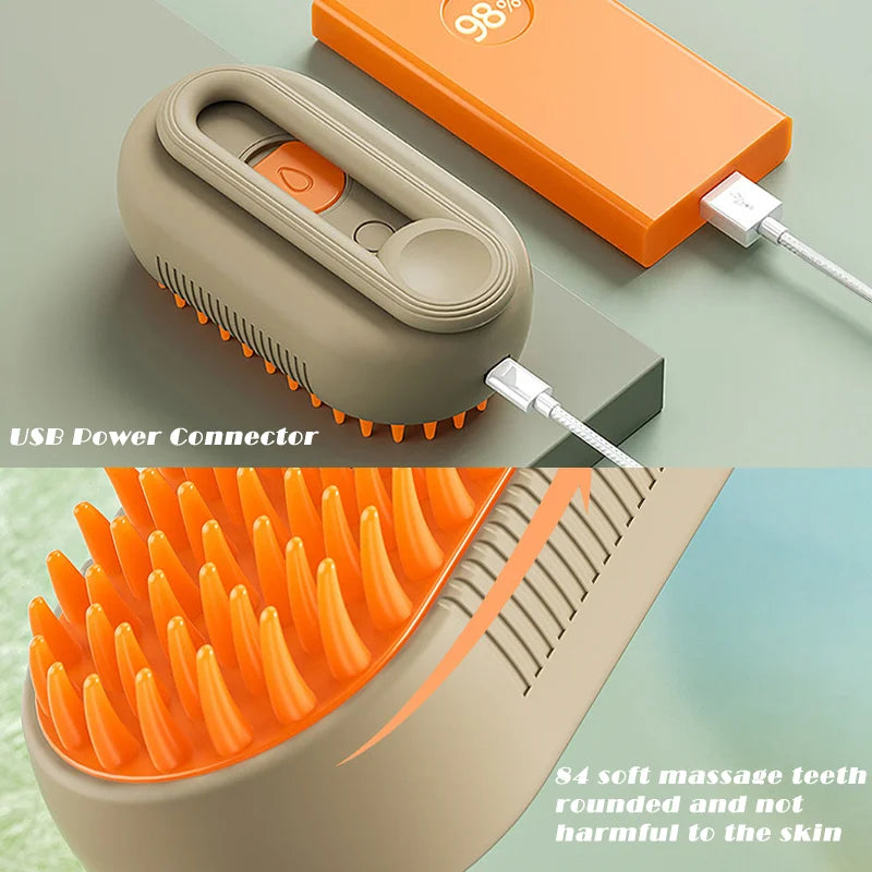 Pet Steam Brush Cat Dog Cleaning Steamy Spray Massage Beauty Comb